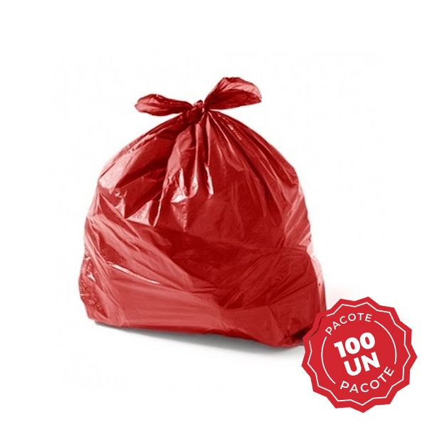 Saco de Lixo Reforçado 300L Vermelho 110x130cm PT 100 UN Plastjoia