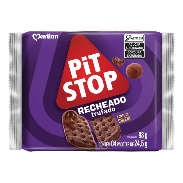 Biscoito Pit Stop Recheado Trufado 98g 1 UN Marilan