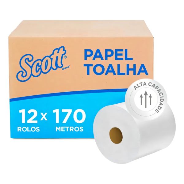 Papel Toalha Folha Simples Scott 20cmx170m 12 Rolos