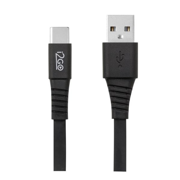 Cabo USB-C Flexível Flat 1,2m Preto 1 UN i2GO