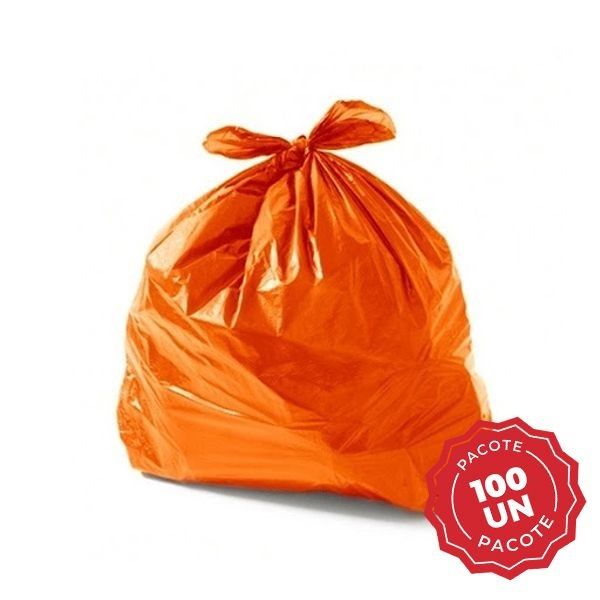 Saco para Lixo 60L Laranja Com 100 UN Plastjoia