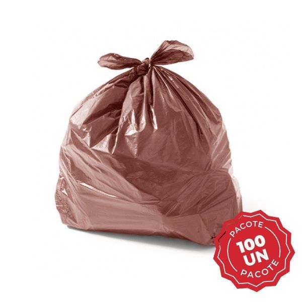 Saco para Lixo 60L Marrom Com 100 UN Plastjoia