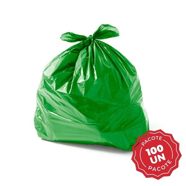 Saco para Lixo 60L Verde Com 100 UN Plastjoia