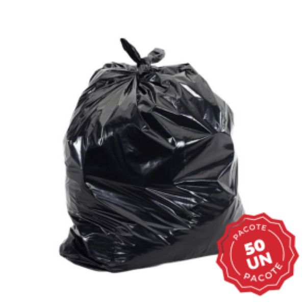 Saco para Lixo 100L Preto Com 50 UN Plastjoia