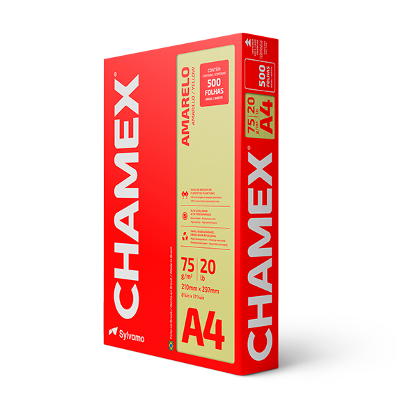 Papel Chamex A4 Sulfite Amarelo 210X297mm 75g Resma 500 FL