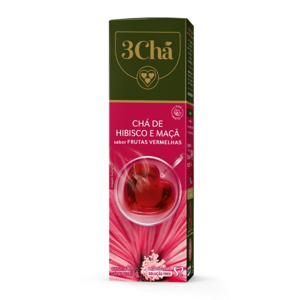 Capsula Chá 3 Corações Misto Hibisco e Maçã 30g 1 CX com 10 UN