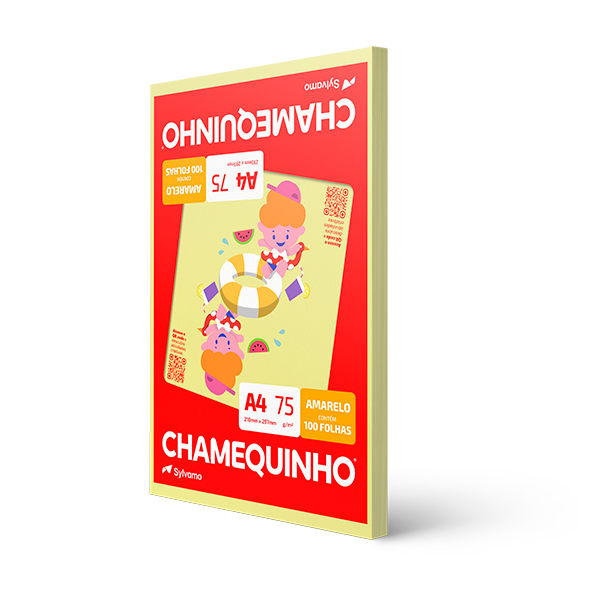 Papel Chamequinho Chamex A4 Sulfite Amarelo 210x297mm 75g PTC 100 FL