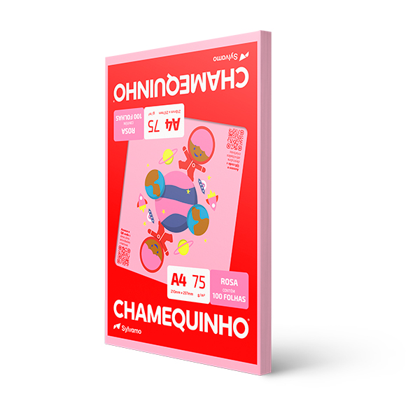 Papel Chamequinho Chamex A4 Sulfite Rosa 210x297mm 75g PTC 100 FL