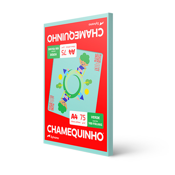 Papel Chamequinho Chamex A4 Sulfite Verde 210x297mm 75g PTC 100 FL