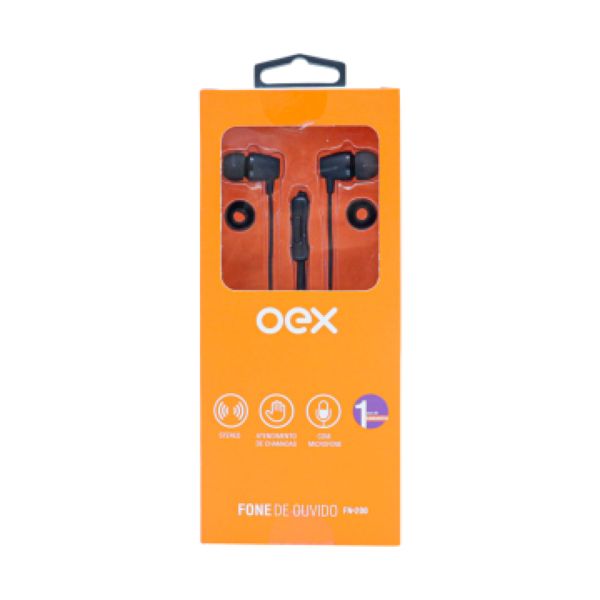 Fone de Ouvido P2 1,2m Preto e Azul FN200 1 UN OEX