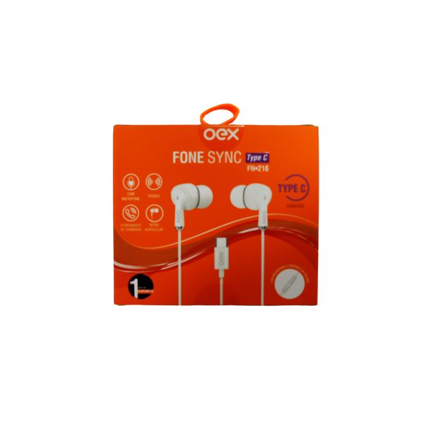 Fone de Ouvido Synk Type-C FN216 Branco 1 UN OEX