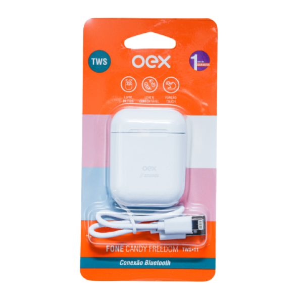 Fone de Ouvido Freedom Bluetooth 5.0 TWS40 Branco 1 UN OEX