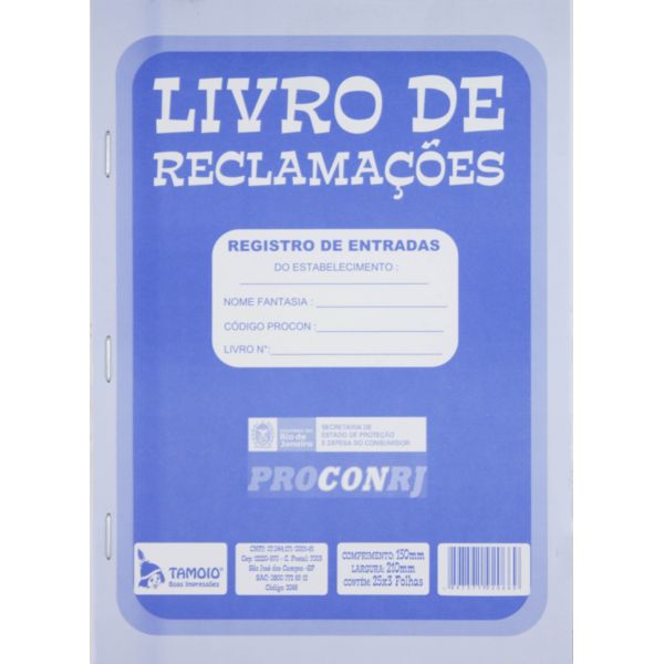 Livro de Reclamação do Procon Estado do Rio de Janeiro 1 UN Tamoio