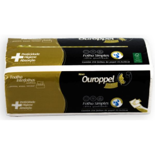 Papel Toalha Interfolha Ouroppel 22,5 x 20cm 1 CX com 2000 FL