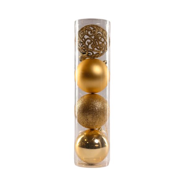 Bolas de Natal Mistas Yangzi Douradas 8cm 4 UN