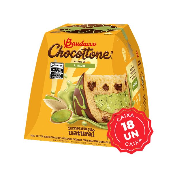 Chocottone Recheado Sabor Pistache 450g CX 18 UN Bauducco