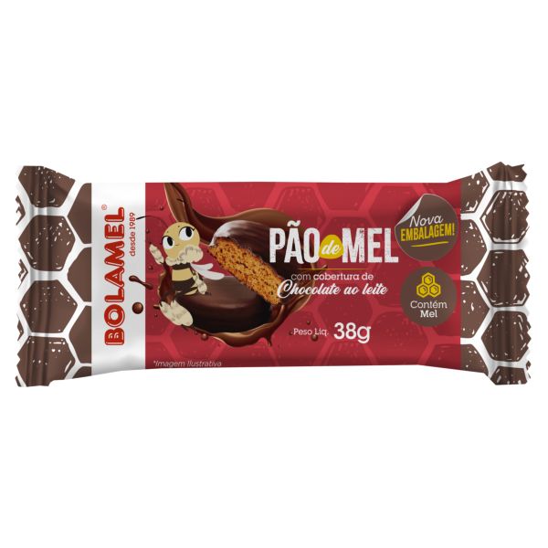 Pão de Mel com Cobertura de Chocolate 38g 1UN Bolamel