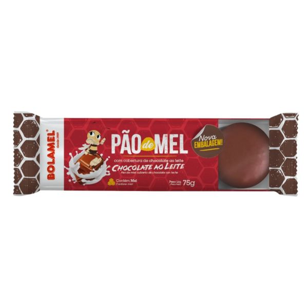 Pão de Mel com Cobertura de Chocolate 75g 1 UN Bolamel