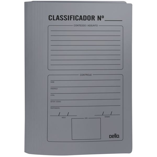 Pasta Classificadora Ofício com Impressão e Grampo Plástico 0202G Cinza 1 UN Dello