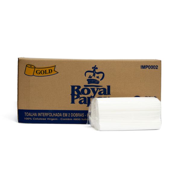 Papel Toalha Folha Simples 2 Dobras Royal Paper 22x20cm CX 4800 FL