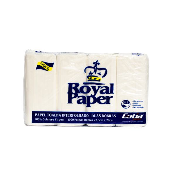 Papel Toalha Interfolha 2 Dobras Folha Dupla Royal Paper 22,5x20cm PT