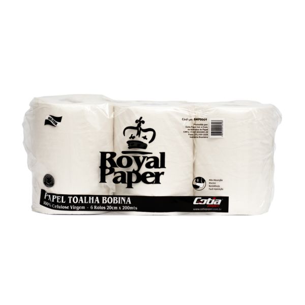 Papel Toalha Bobina Royal Paper 20x200cm PT 6 RL