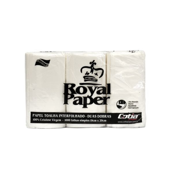 Papel Toalha 2 Dobras Royal Paper 19 x 20cm PT 1000 FL