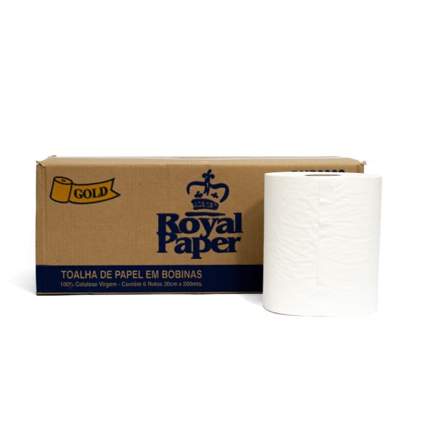 Papel Toalha Bobina Auto Corte Royal Paper 20cm x 200m CX 6 RL