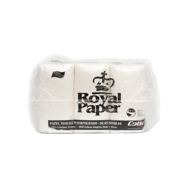 Papel Toalha Interfolha 2 Dobras Folha Dupla Royal Paper 22x20cm CX 50