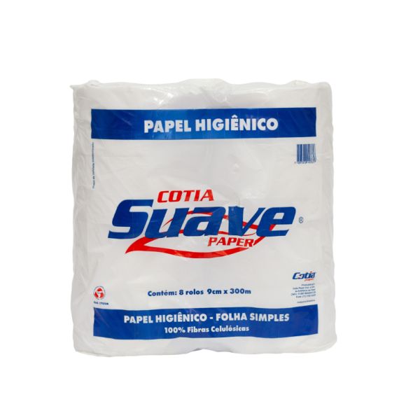 Papel Higiênico 300m Folha Simples com PT 8 RL Suave Paper