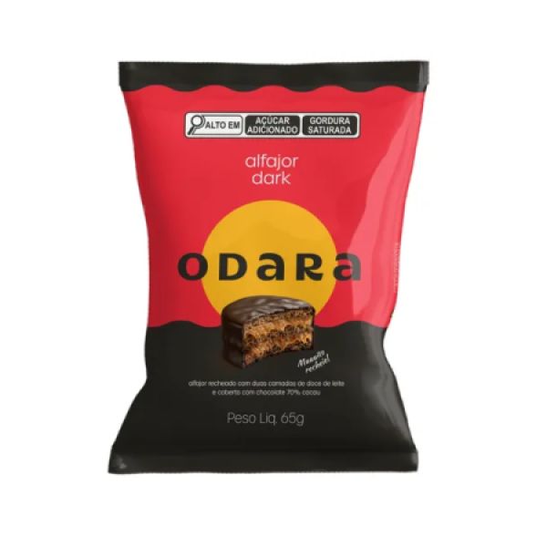 Alfajor de Chocolate Dark Com Doce de Leite 65g 1 UN Odara