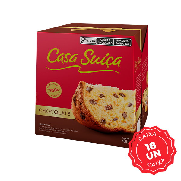 Panettone Gotas de Chocolate 400g CX 18 UN Casa Suíça