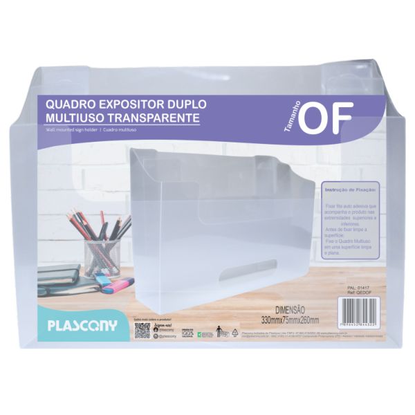 Expositor Plascony em Polipropileno Flexível Multiuso 330mmx75mmx260mm