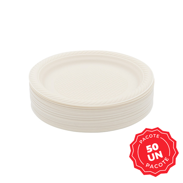 Prato Raso Descartável Bioplast 15cm Pacote com 50 UN Gimba