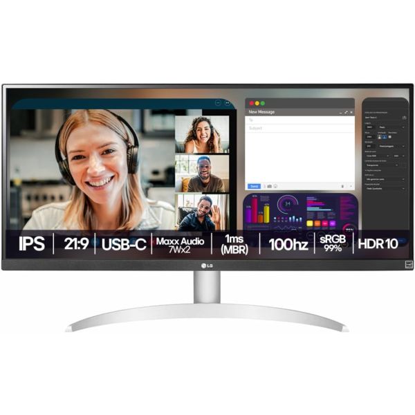 Monitor LG 29' 29WQ600B Ultrawide Full HB 100Hz 1ms Branco 1 UN