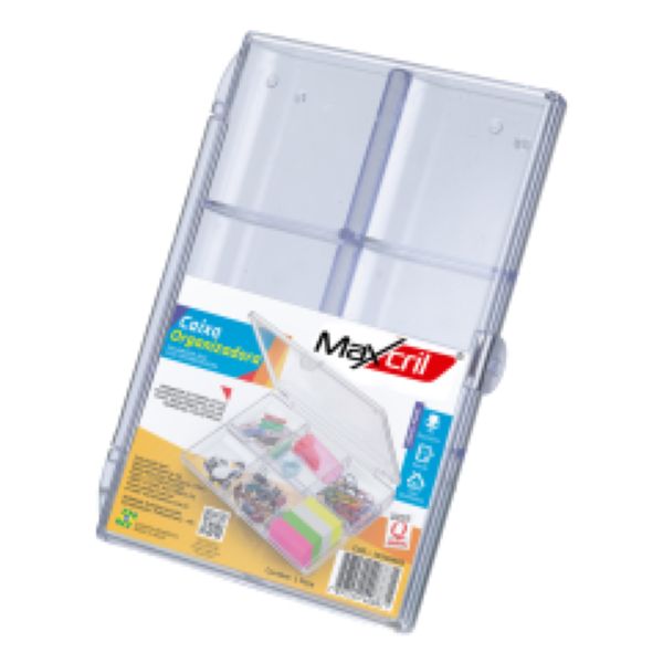 Caixa Organizadora Maxcril de Objetos com 6 Divisórias Cristal 1 UN