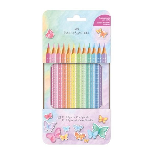 Lápis de Cor Faber Castell Cores Pastel Sparkle 12 Cores