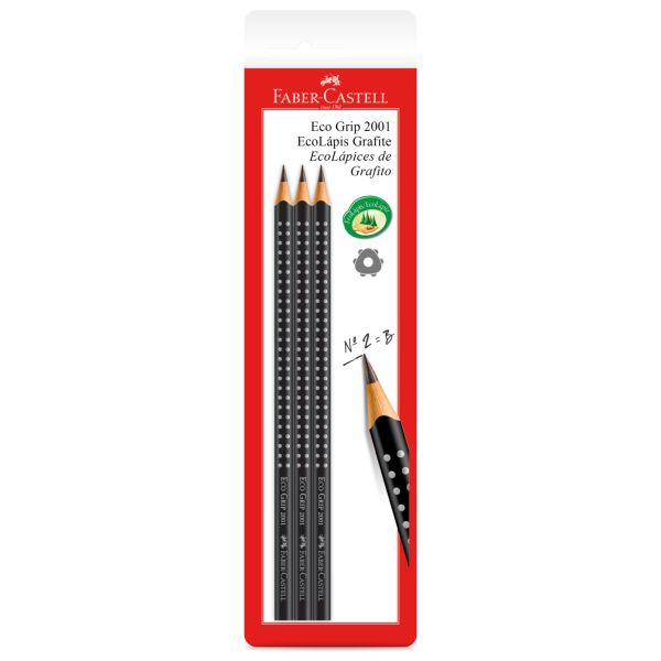 Lápis Preto N° 2 Faber Castell Triangular Corpo Preto 3 UN