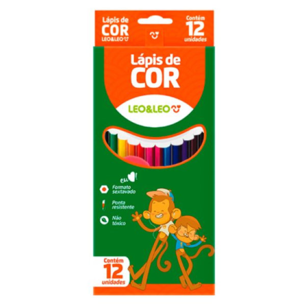 Lápis de Cor Sextavado 12 Cores 4527 LEO E LEO