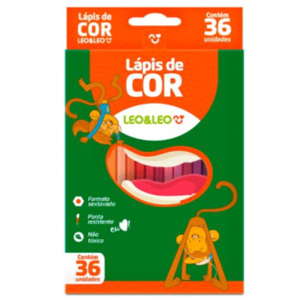 Lápis de Cor Sextavado 36 Cores LEO E LEO