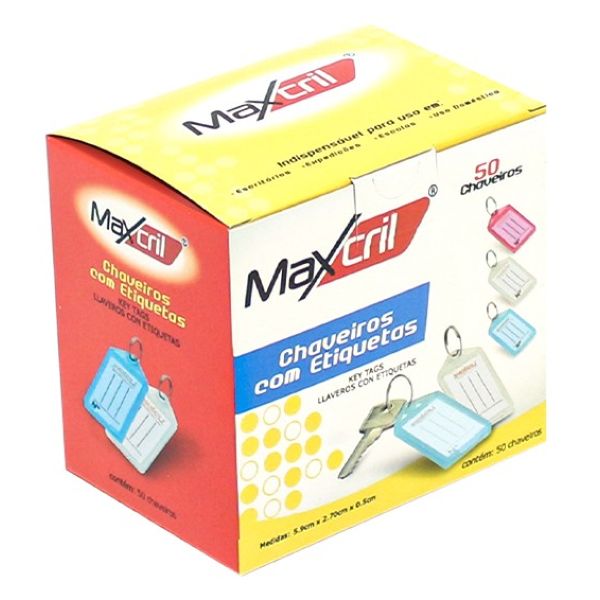 Chaveiro Maxcril Organizador de Chaves com Etiqueta Cores Sortidas 50