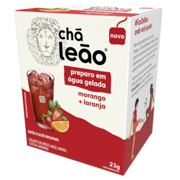 Chá Leão Cold Brew Morango e Laranja Caixa com 10 UN