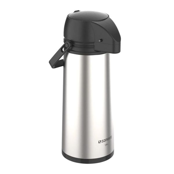 Garrafa Térmica Soprano Single 1,9L Inox e Preto 1 UN