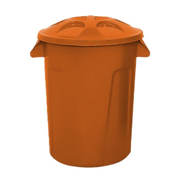Cesto de Lixo Lar Plásticos Redondo com Tampa 100L Laranja 1 UN