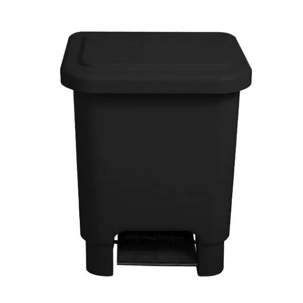 Lixeira Retangular Lar Plásticos com Pedal Preta 15L 1 UN