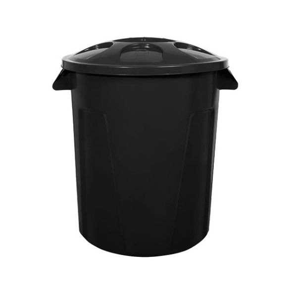 Cesto de Lixo Lar Plásticos 100L com Tampa Preto 1 UN