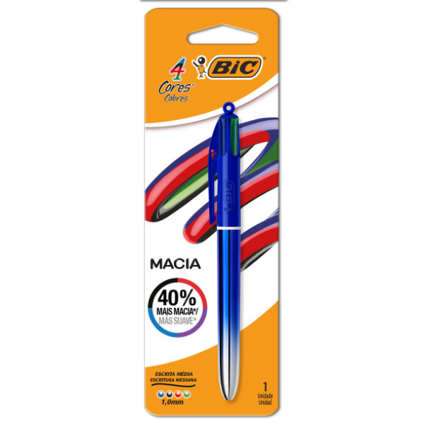 Caneta Esferográfica BIC Retrátil 4 Cores Azul 1,0mm 1 UN