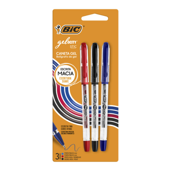 Caneta Gel BIC Gelocity 0,5 Azul Preta e Vermelha 1 PT