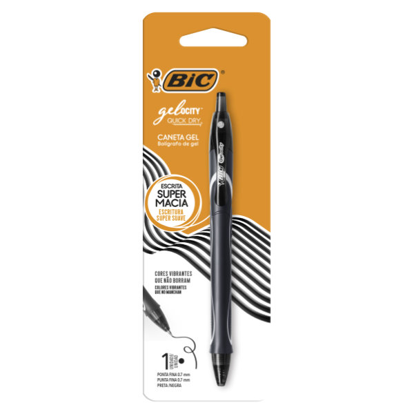 Caneta Gel BIC Retrátil Gelocity Quick Dry 0,7 Preto 1 UN