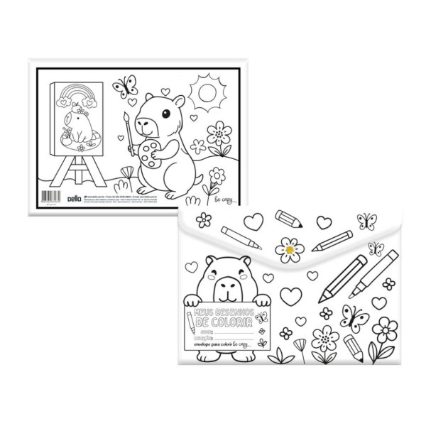 Pasta Envelope com Botão Dello A4 para Colorir Be Capy Estampa Pintor 1 UN